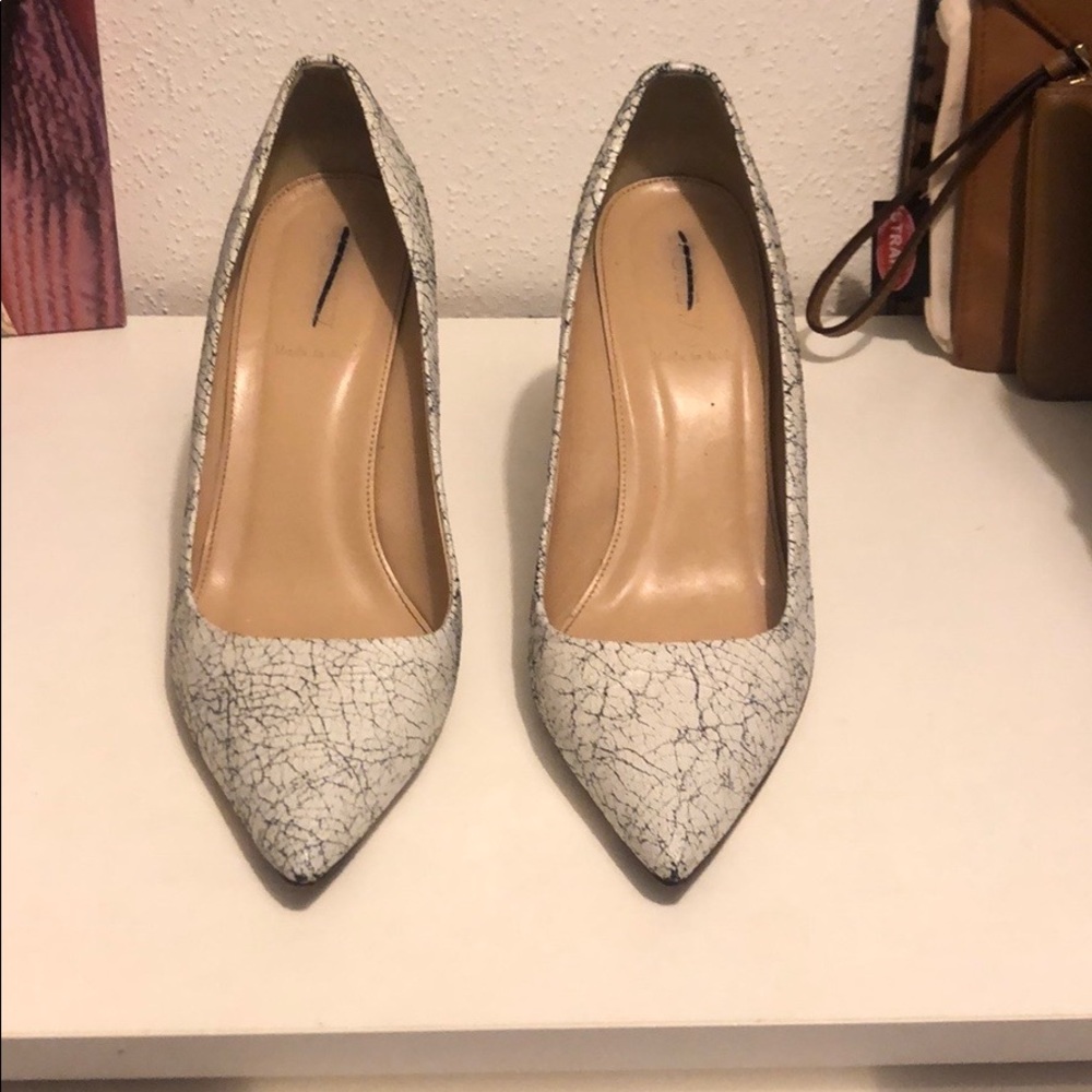 JCrew White Crackled Heels